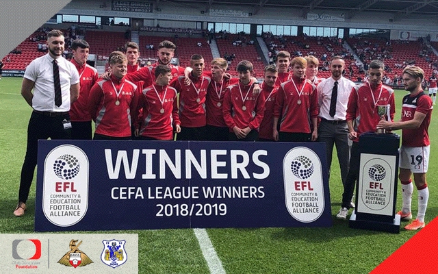 Club Doncaster Sports College celebrate CEFA Trophy win