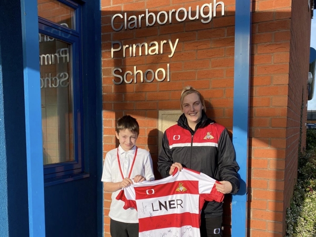 Literacy event winner receives signed Doncaster Rovers’ shirt
