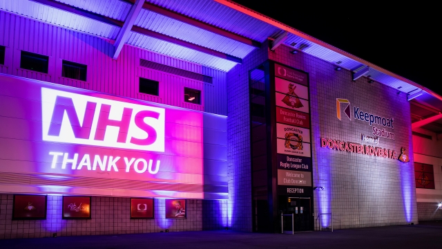 Keepmoat Stadium lights up for NHS heroes