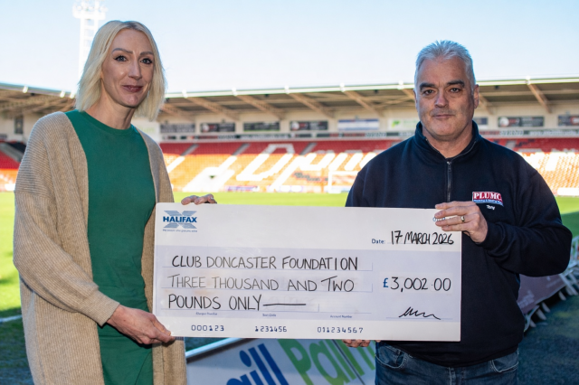 Plumco donates £3,002 to Club Doncaster Foundation