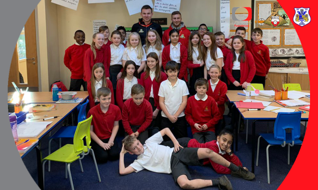 Rovers players treat pupils to school visit