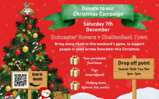 Support Club Doncaster's Christmas campaign this weekend v Cheltenham Town