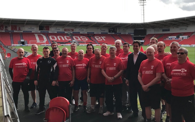 Ed Miliband welcomed by Fit Rovers