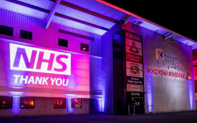 Keepmoat Stadium lights up for NHS heroes