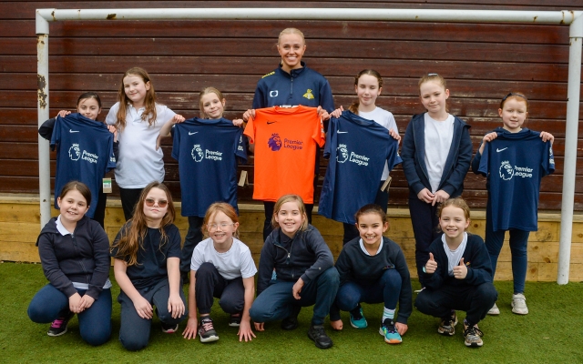 Premier League football kit gifted to girls by Club Doncaster Foundation