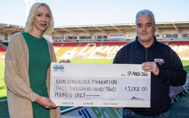 Plumco donates £3,002 to Club Doncaster Foundation